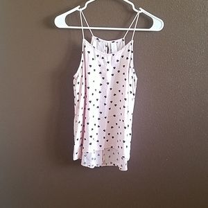 No Boundaries Pink w/Black Hearts Tank Top
